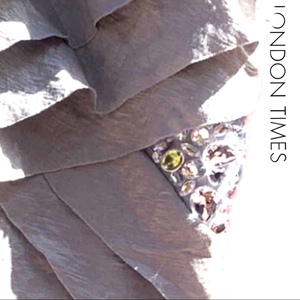 🤩HP⭐️London Times Slvr Tiered Sheath Dress 14P - Picture 4 of 10